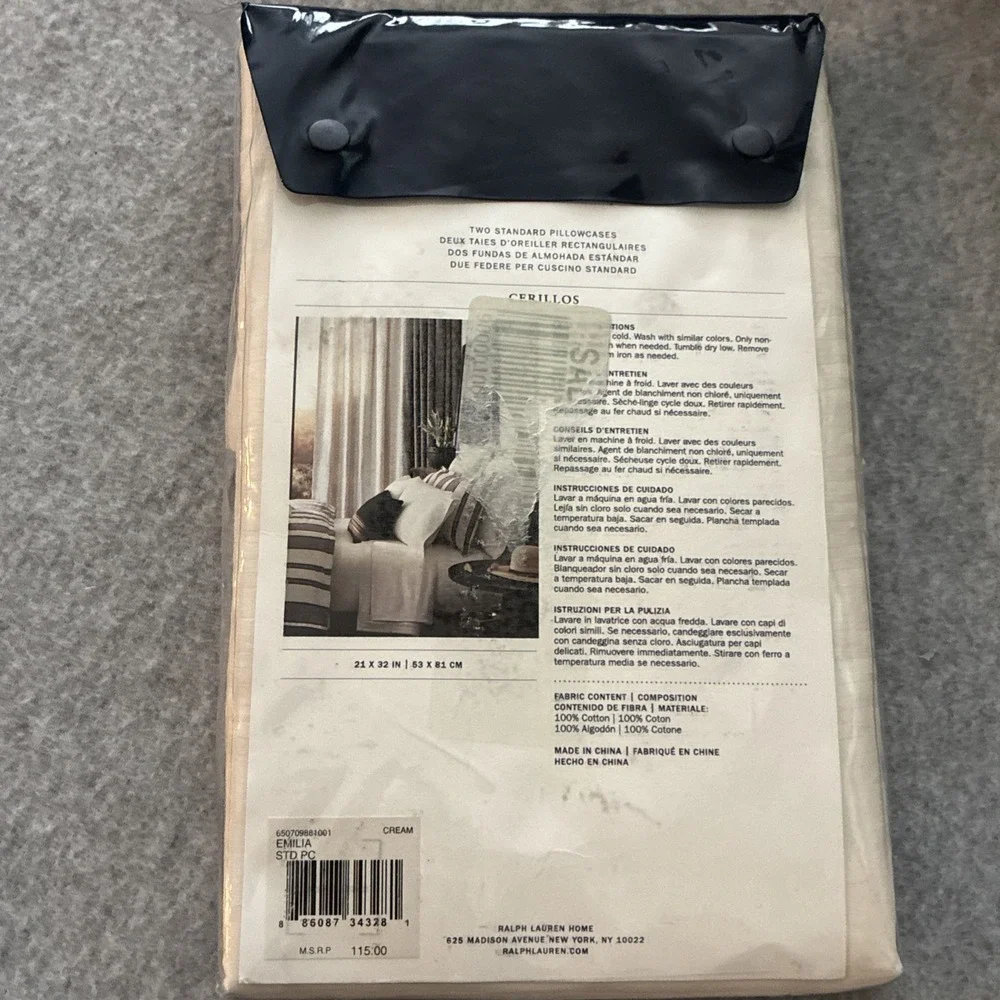 Ralph Lauren Standard Pillowcases Cerillos Emilia Cream NEW